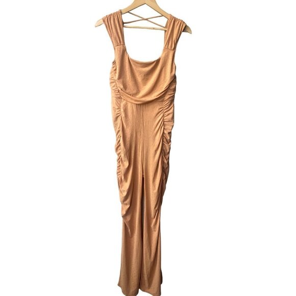 Free People Movement Pirouette Size L One Piece Ruched Cut Out Jumpsuit - Picture 4 of 13